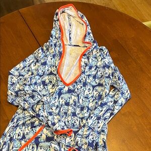 Lilly Pulitzer Blue Elephant Print pull over beach/ pool cover up